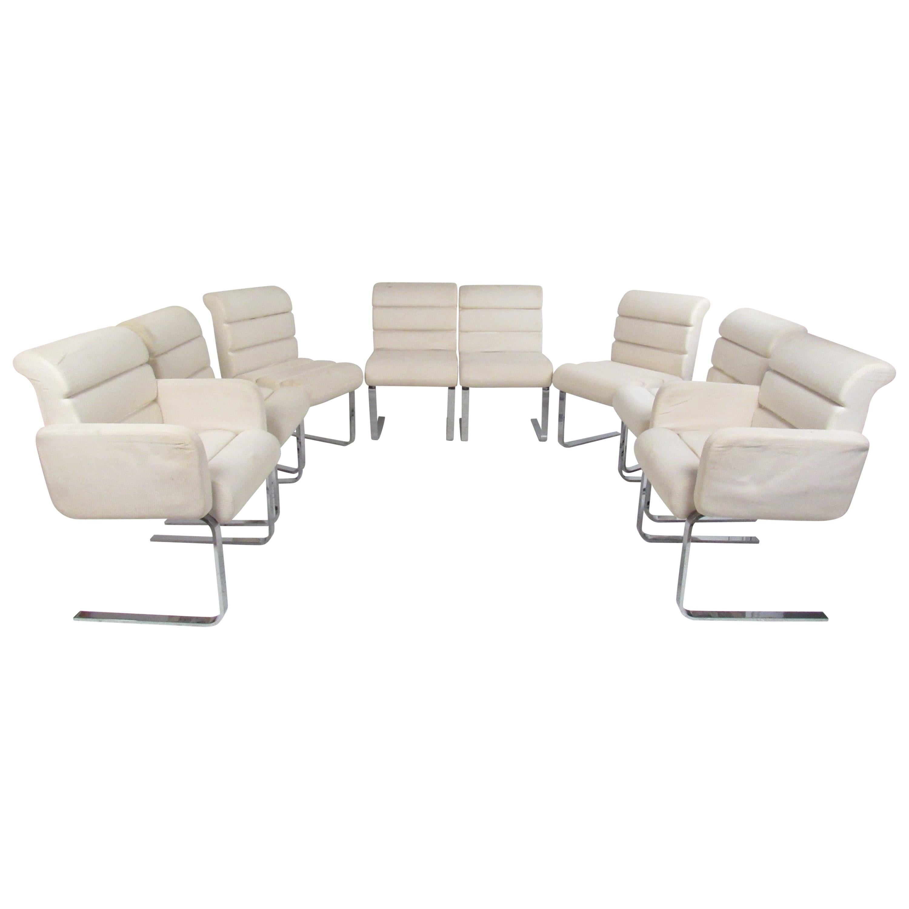 Set of Eight Midcentury Laguna Cantilever Dining Chairs by Mariani for Pace