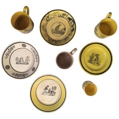 Antique Creil Demitasse Cups and Saucers, 19th Century