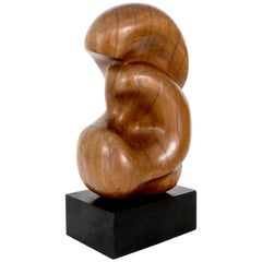 Modernist French Abstract Carved Wood Bio Morphic Sculpture