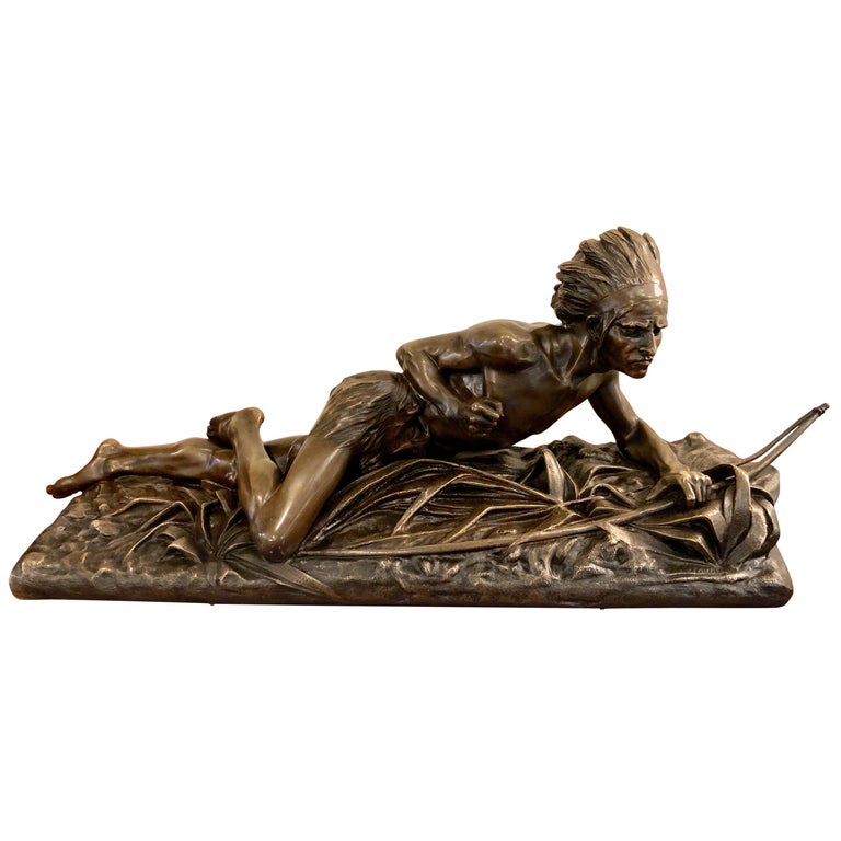 Bronze "Indien Couché" d'après Edouard Drouot For Sale at 1stDibs