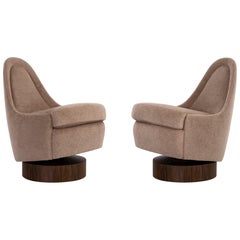 Milo Baughman Child’s Size Swivel Chairs  Freshly Reupholstered in Alpaca