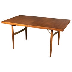 Midcentury Dining Table by Milo Baughman with Amazing Solid Brass Supports