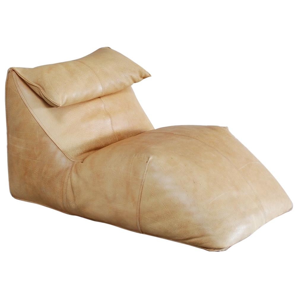 B&B Italia Le Bambole Chaise Lounge cognac Neck Leather by Mario Bellini