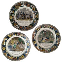 Ensemble de 3 assiettes illustrées Montereau par Louis LeBeuf