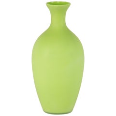 Tall Midcentury Cenedese Murano Glass Green Vase