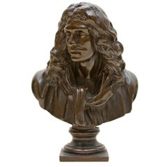 French Bronze Bust of 17th Century Playwright Molière