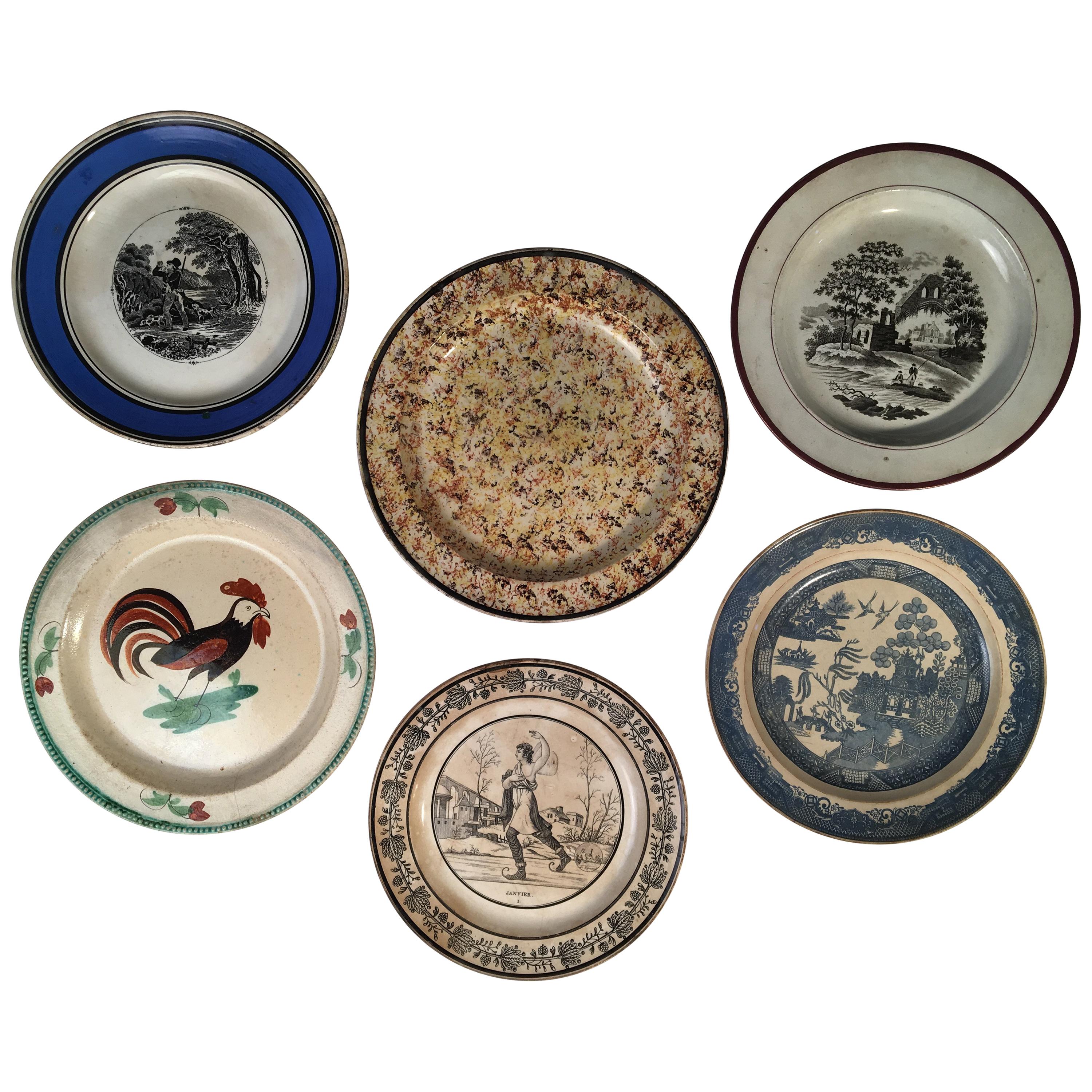 Collection of 6 Misc. French Plates, 19th Century