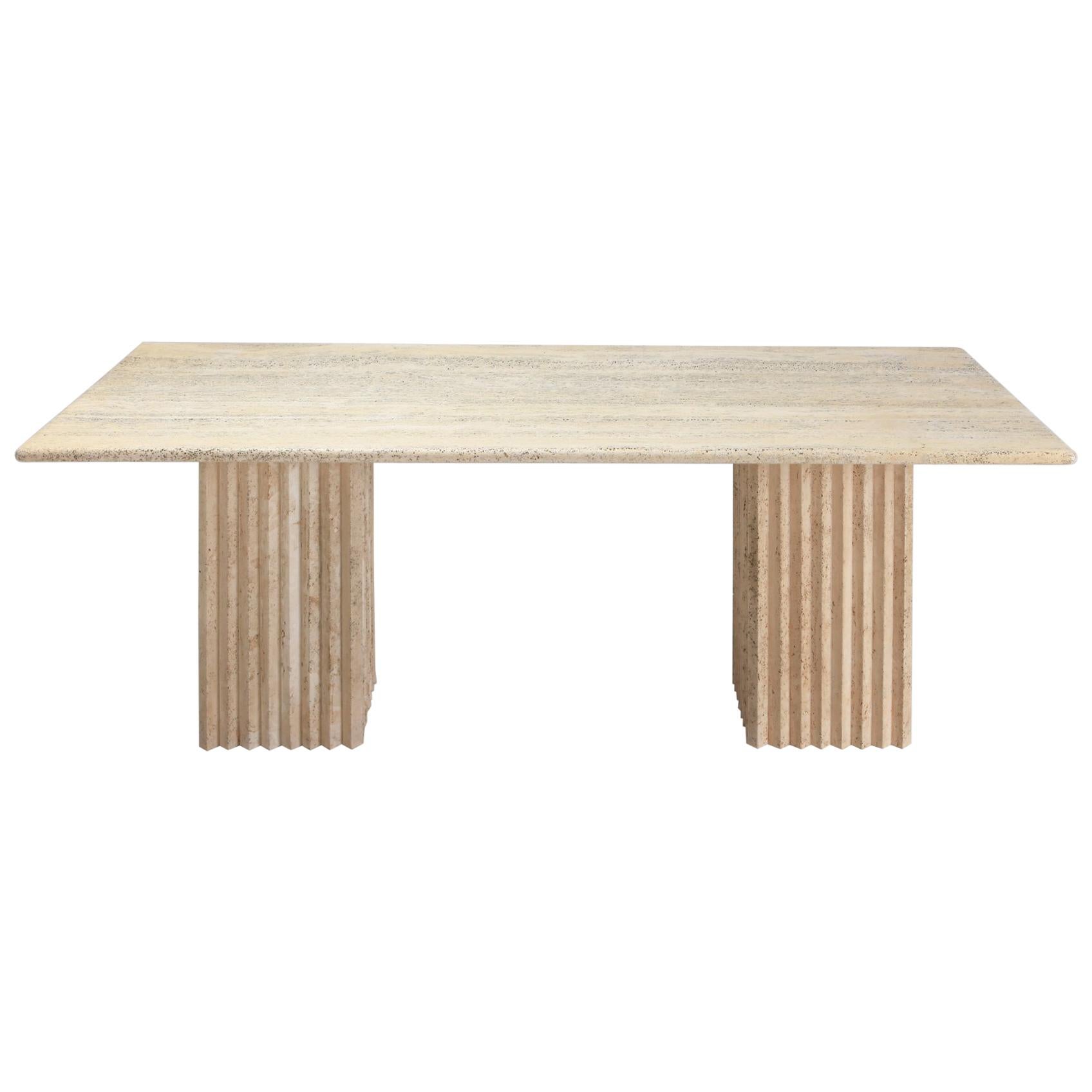 Travertine Dining Table in the Style of Carlo Scarpa and Angelo Mangiarotti