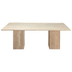 Antique Travertine Dining Table in the Style of Carlo Scarpa and Angelo Mangiarotti