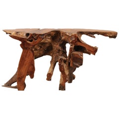 Natural Teak Root Console or Sofa Table