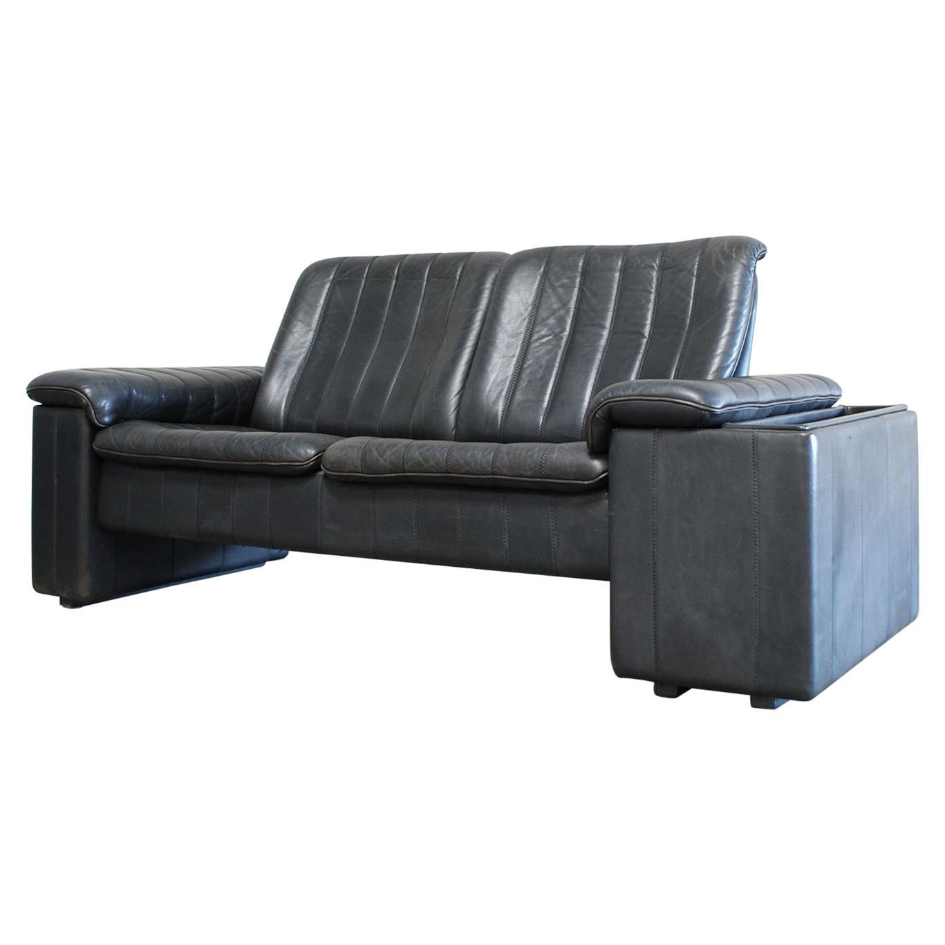 De Sede Anthracite Leather Sofa with Tray Fold
