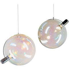 Carlo Nason Lumenform:: deux lampes Sona Le verre iridescent de Murano anticipe le moderne