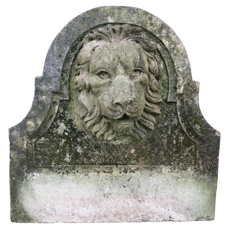 Lion Head Cast Stone Fountain Back at 1stDibs
