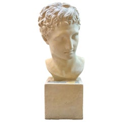 French Neoclassical Plaster Bust of a Man with Illuminating Up light, circa 1970