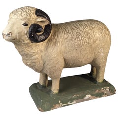 Antique Paper Mache Toy Sheep, French, 19th Century