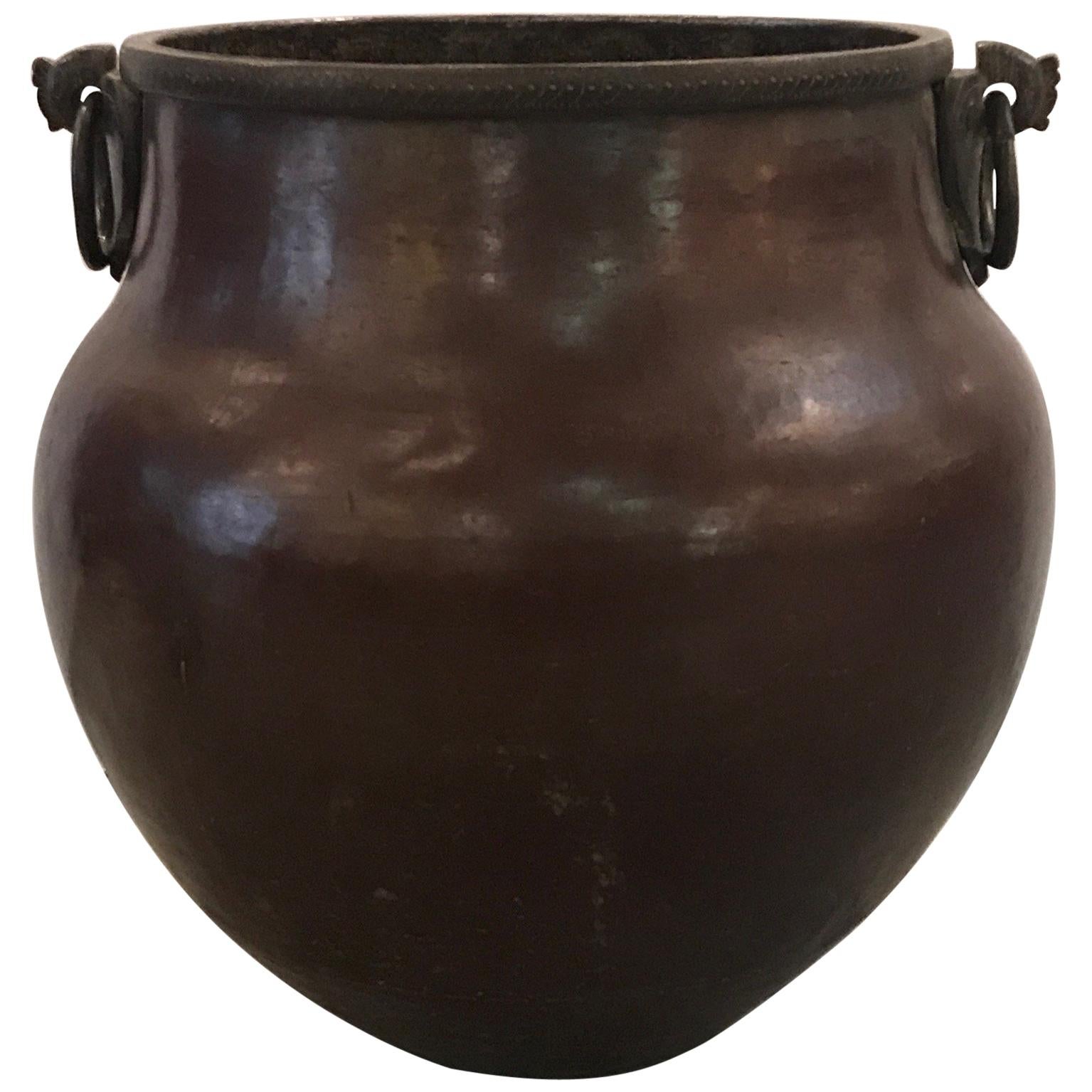 Large Handmade Copper and Iron Pot Late 19th Century, Turkey