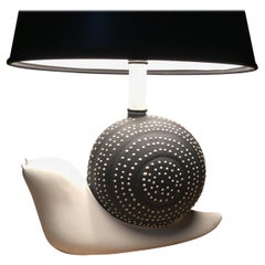 Vintage Midcentury Ceramic Snail Lamp