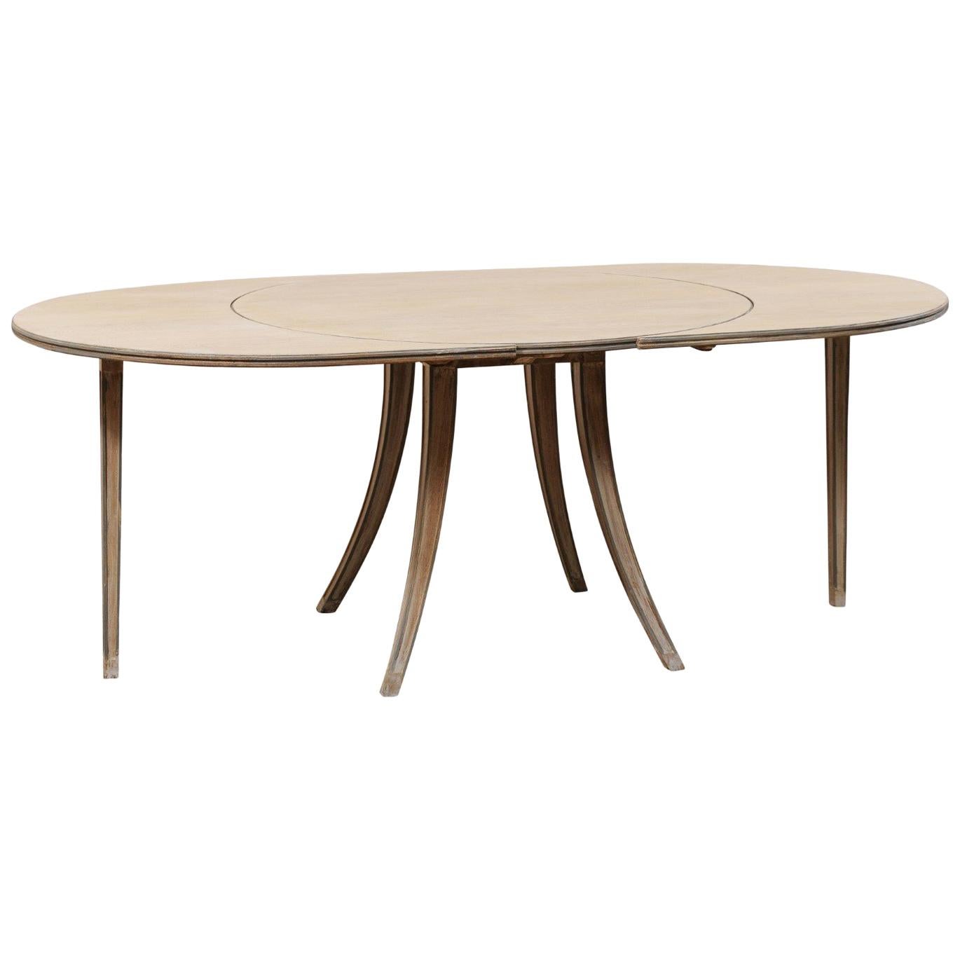 French Mid-century Modern Dining or Center Table, Transitions from Oval to Round