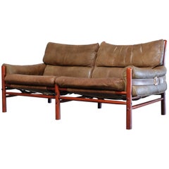 Arne Norell Modell Kontiki Braun Olive Leder Sofa