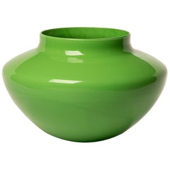 Cenedese Opaline Murano Glass Green Vase