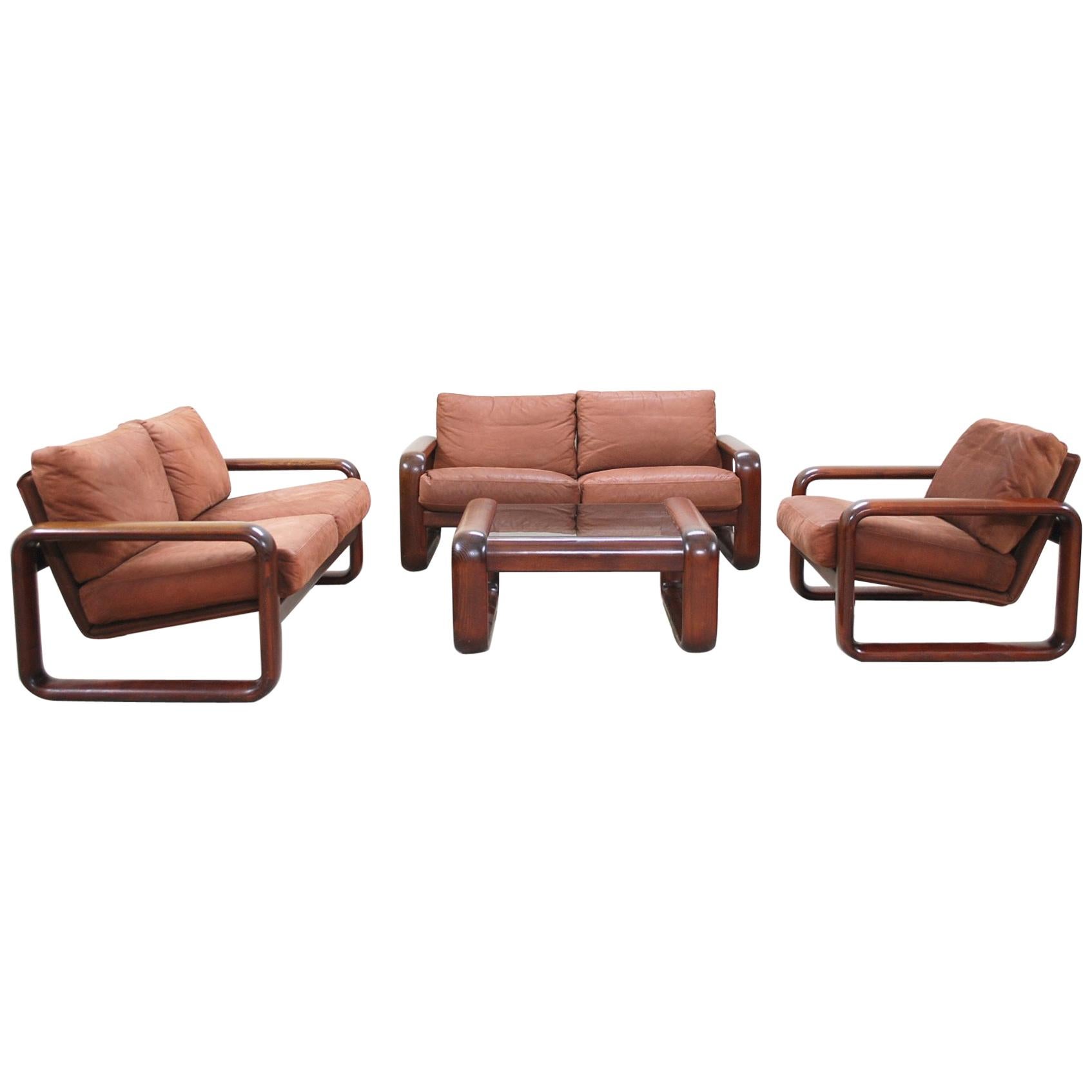 Rosenthal Model Hombre Living Suite Leather Sofa and Chair by Burkhart Vogtherr