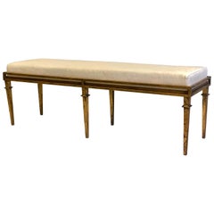 Vintage French Modern Neoclassical Gilt Iron Bench in the style of Maison Ramsay