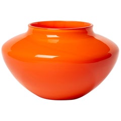 Cenedese Opaline Murano Glass Orange Vase