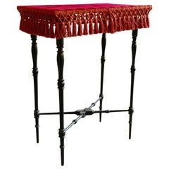 Early 20th Century French Occasional Table with Velvet Top