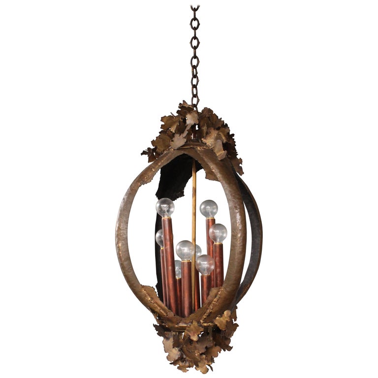 Brutalist Torchcut Pendant Light By Tom Greene 1960s