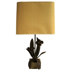Bronze Flower Table Lamp, 1960s