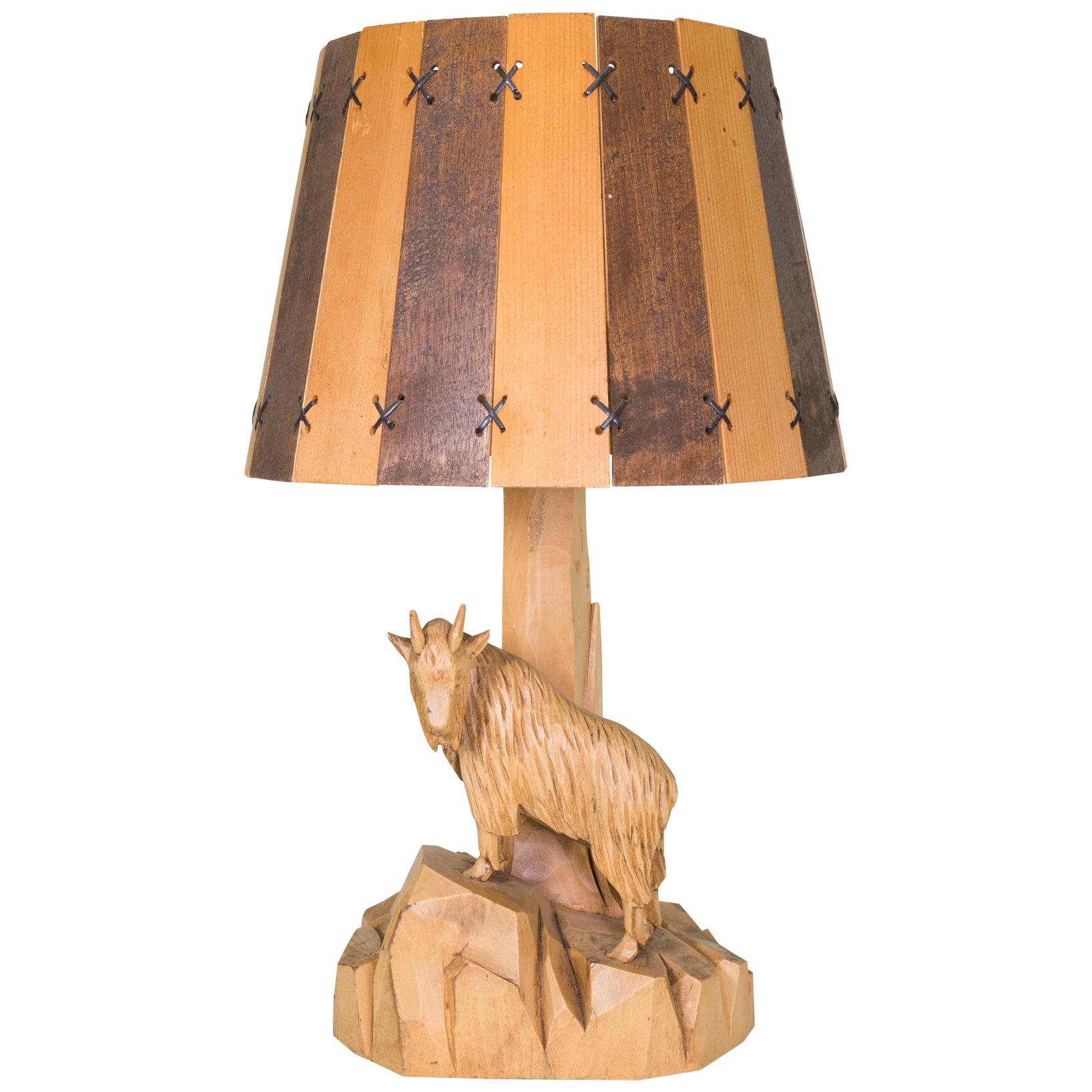 Mountain Goat Carved Lamp