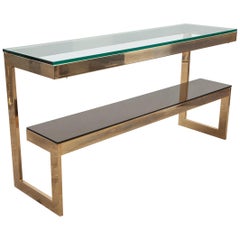 Dewulf Selection Gold-Plated and Glass "G" Console-Hall Table for Belgochrom