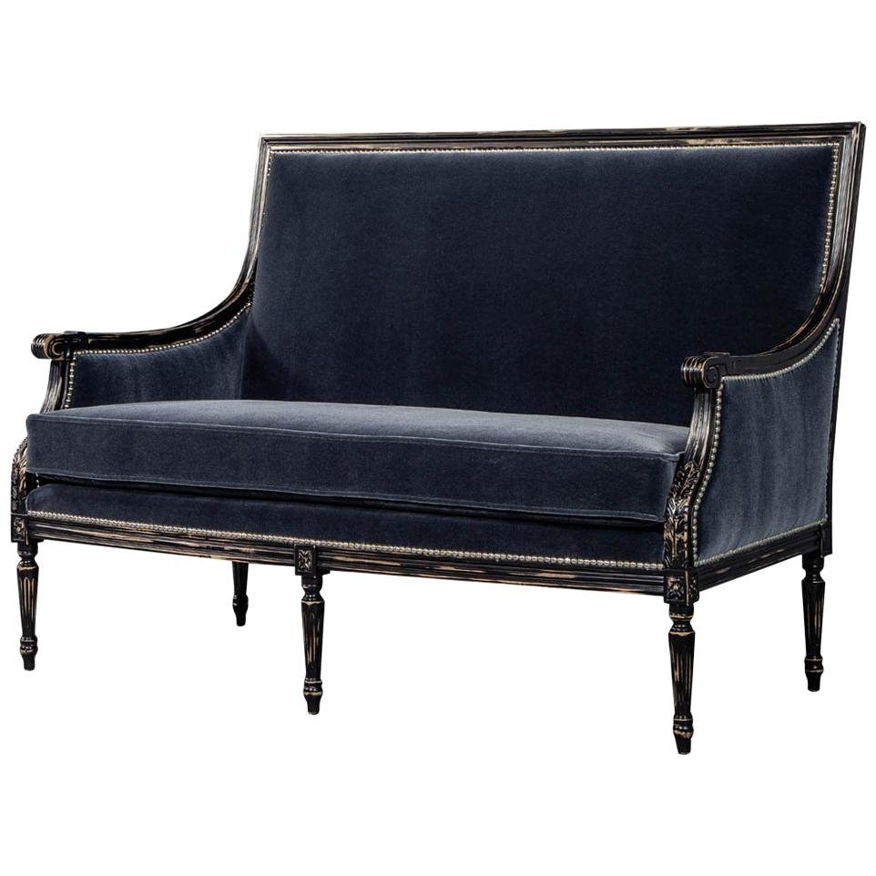 New Louis XVI Style Distressed Settee Chaise Love Seat