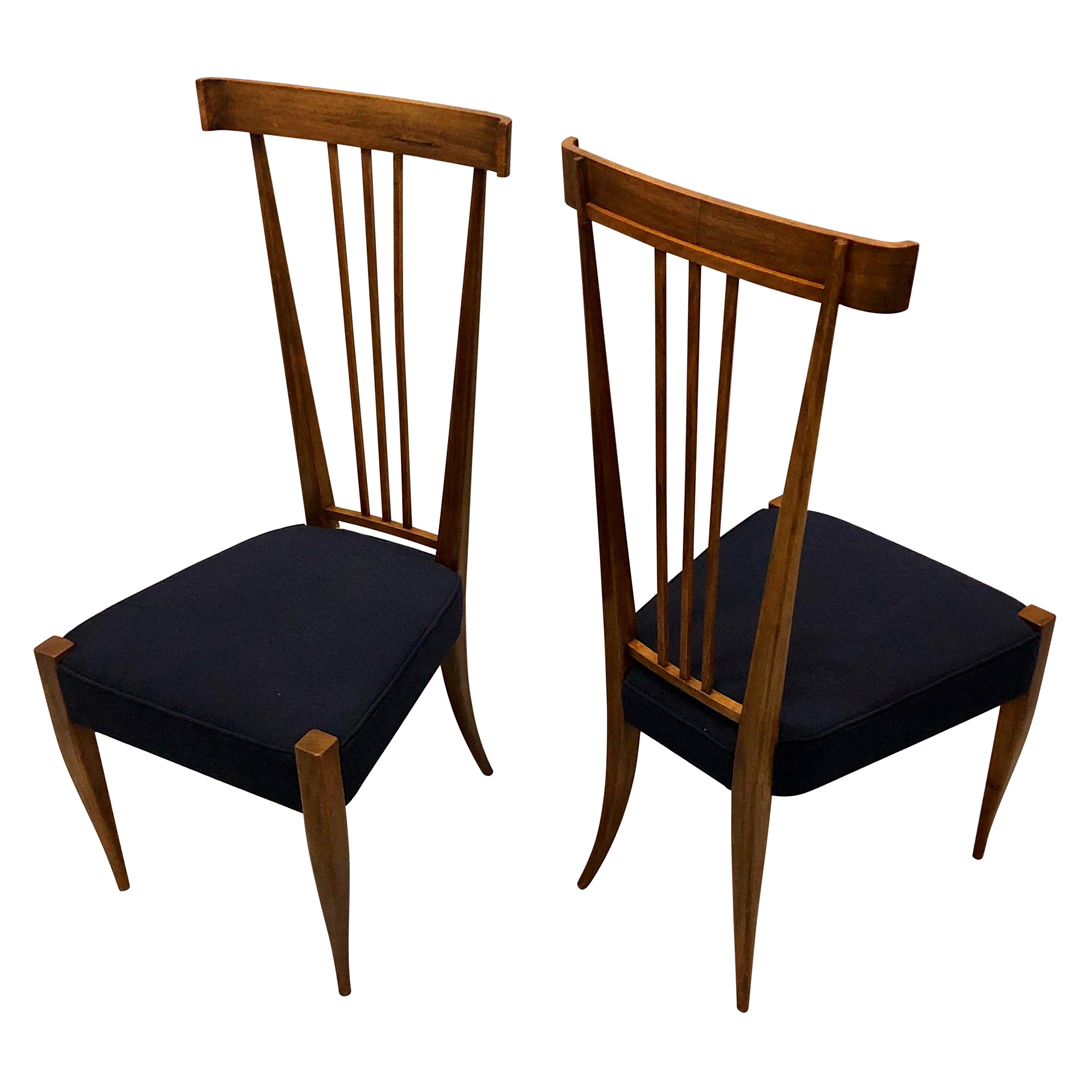 Pair of Italian Midcentury Modern Walnut Side Chairs, Circle of Gio Ponti