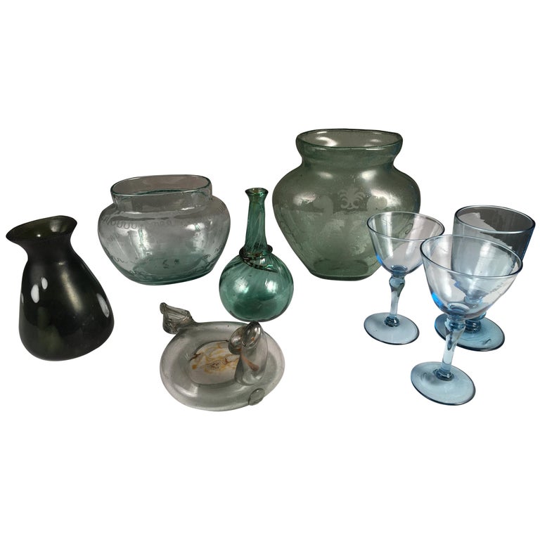 Collection of 8 Antique Glass Items at 1stDibs