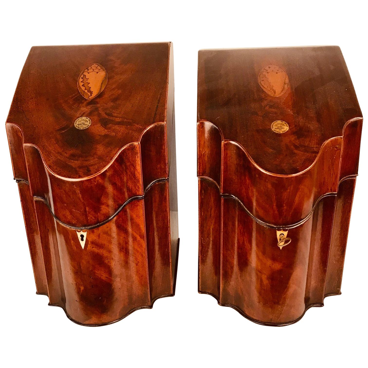 Pair of George III Mahogany Knife Boxes For Sale