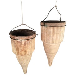 Antique Pair of Terracotta Hanging Vases, 19th Century