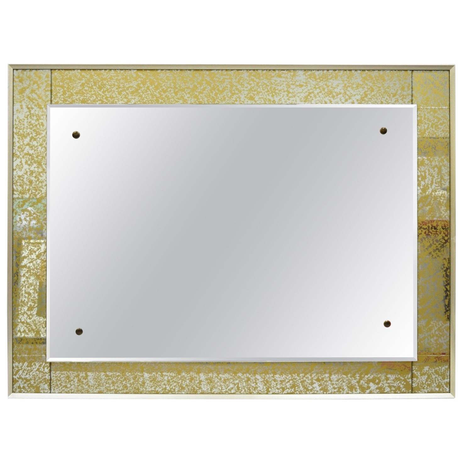 Modernist Mirror Verre Eglomise Gold Frame Josef Frank Attributed Made in Sweden