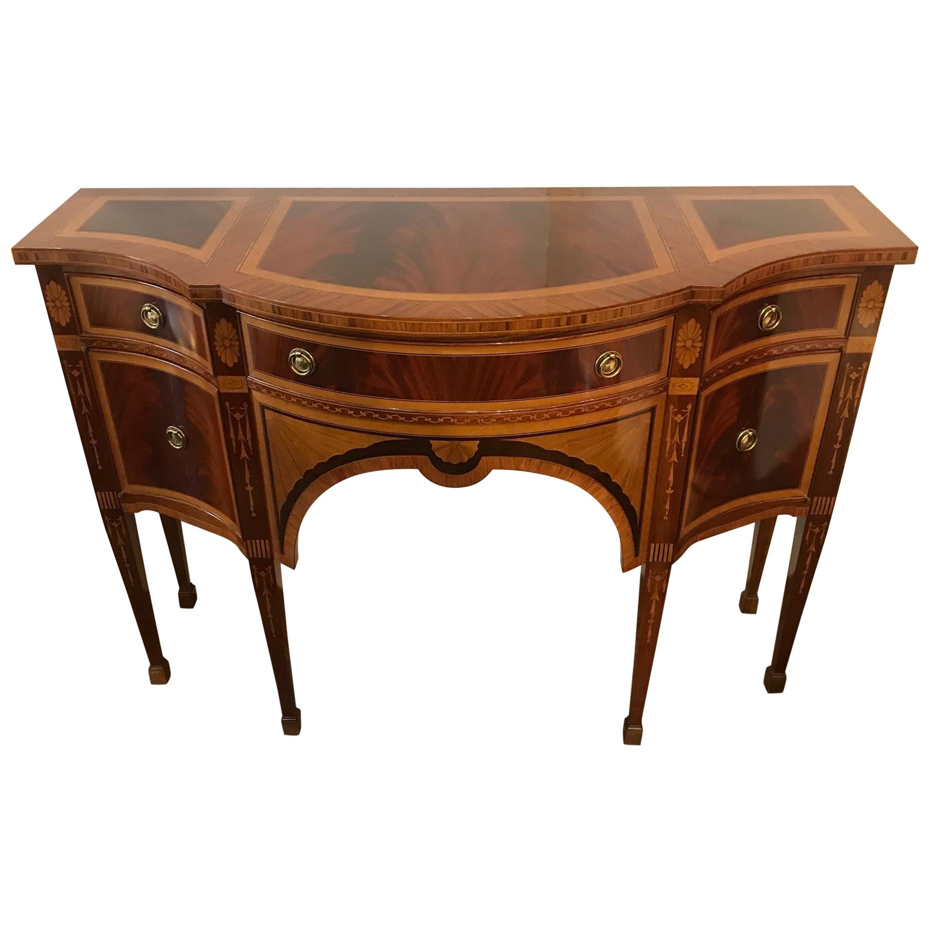Superb Ornately Inlaid Mixed Wood Console Sideboard by Colombo Mobili