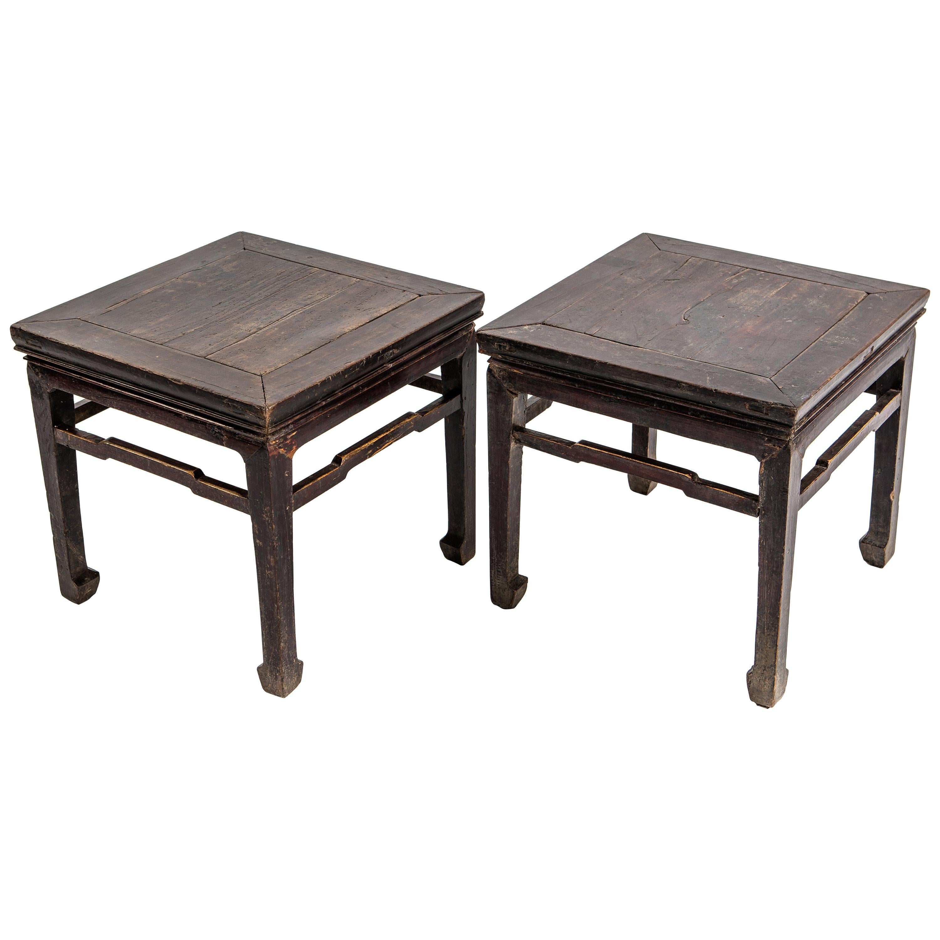 Pair of Qing Dynasty Square Stools