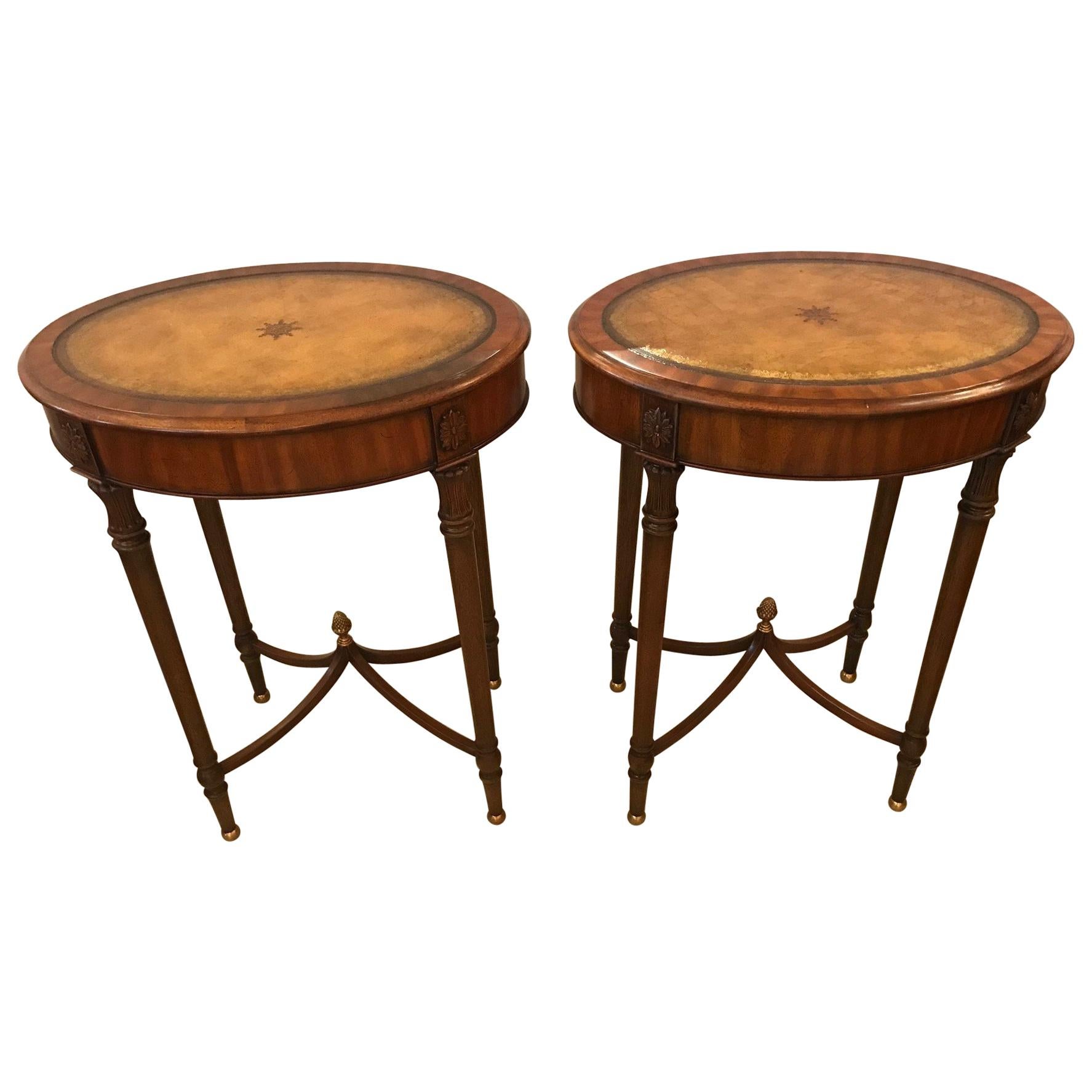 Pair of Beautiful Maitland-Smith Oval Side Tables