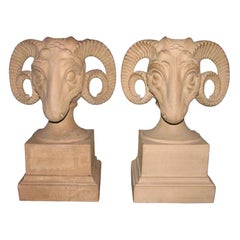 Vintage Ram Head Terracotta Lamps