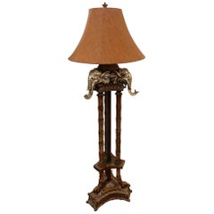 Incredible Faux Bamboo Elephant Motife Maitland Smith Floor Lamp