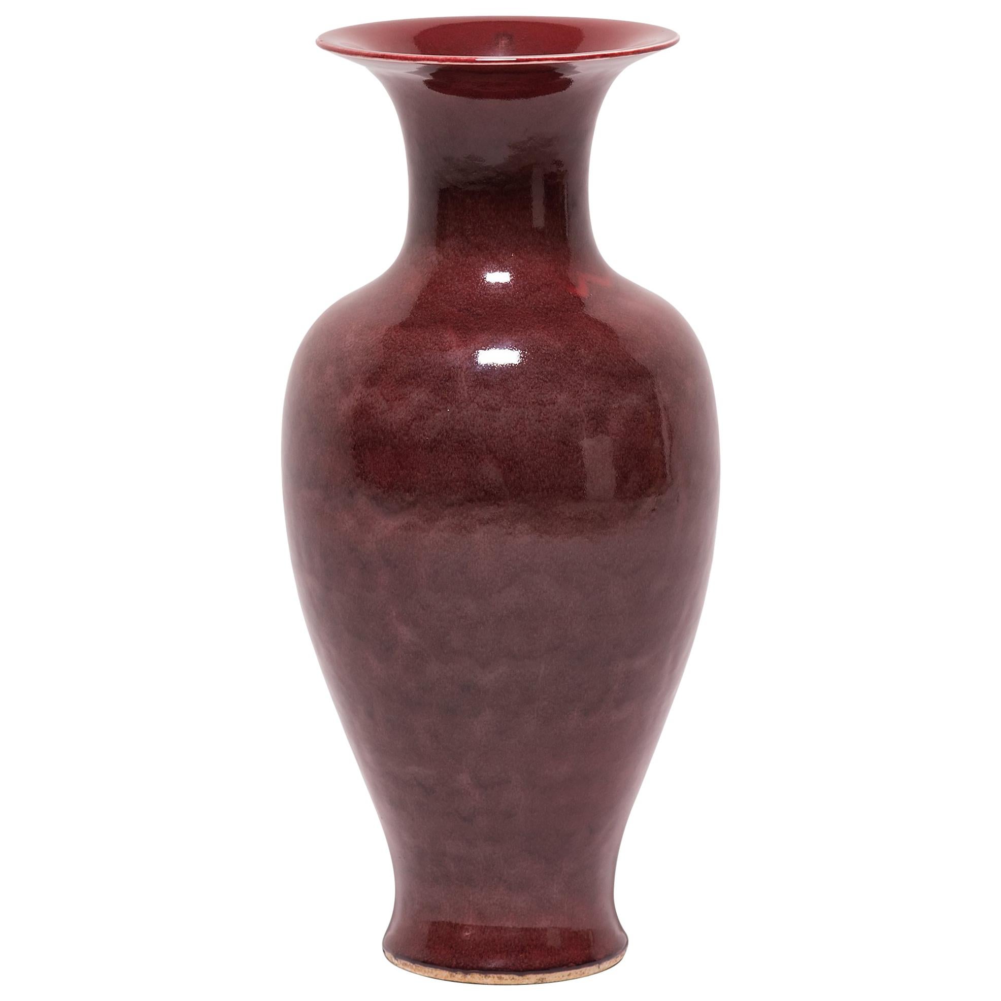 Tall Chinese Oxblood Fantail Vase
