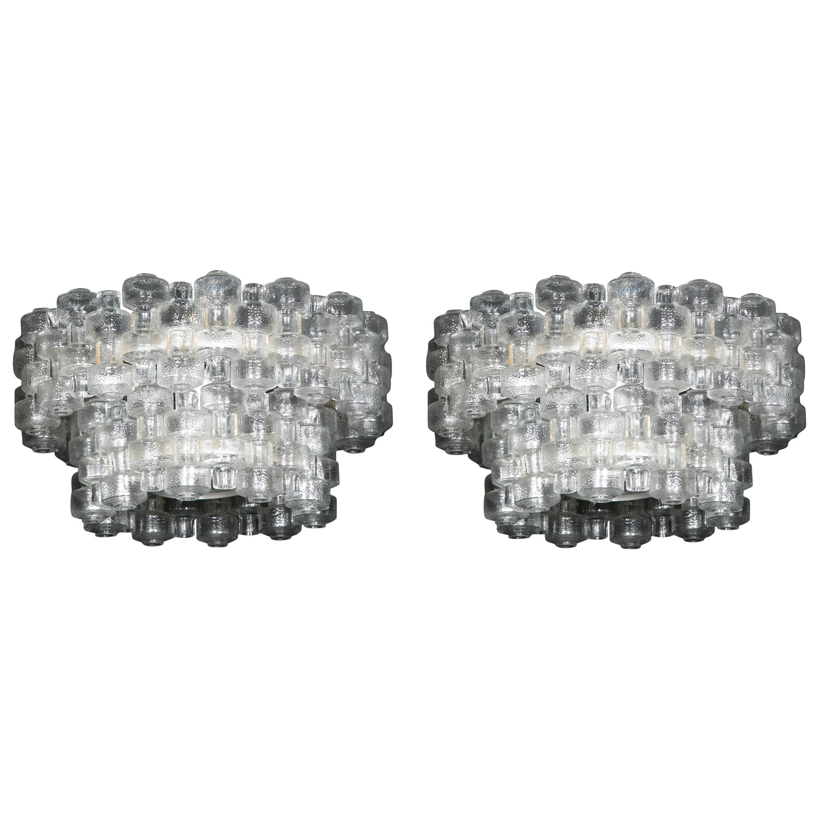 Pair of Chandelier, Orrefors, 1970 For Sale