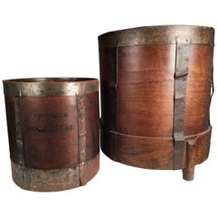 Antique Two French Wood Measure Buckets, 19th Century