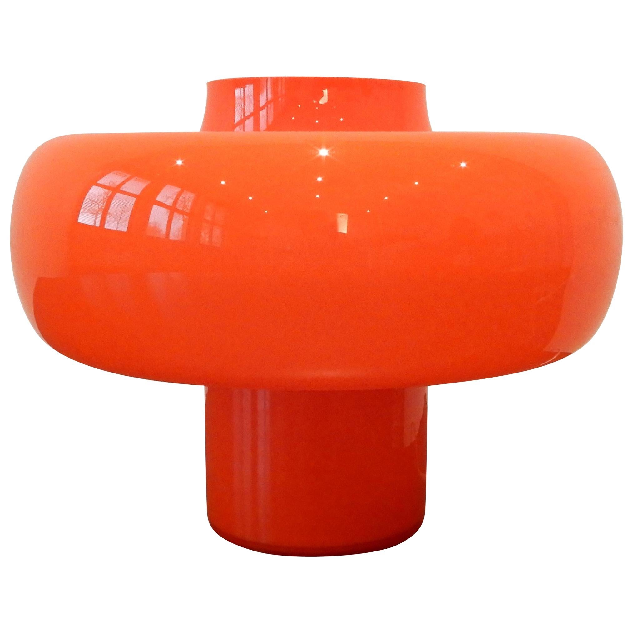 Swedish Orange Glass Table Lamp, 1960s Vintage Design at 1stDibs