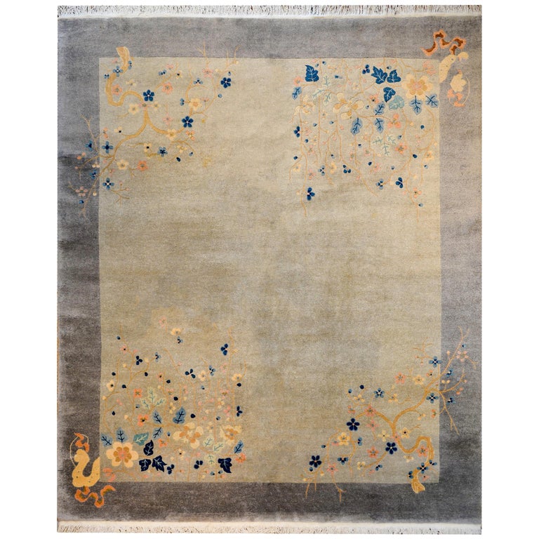 Serene Chinese Art Deco Rug For Sale