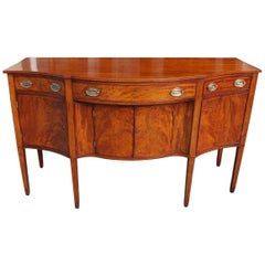 American Mahogany Hepplewhite Serpentine Satinwood Inlaid Sideboard, Circa 1790