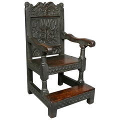 Antique Charles II Oak Childs Chair